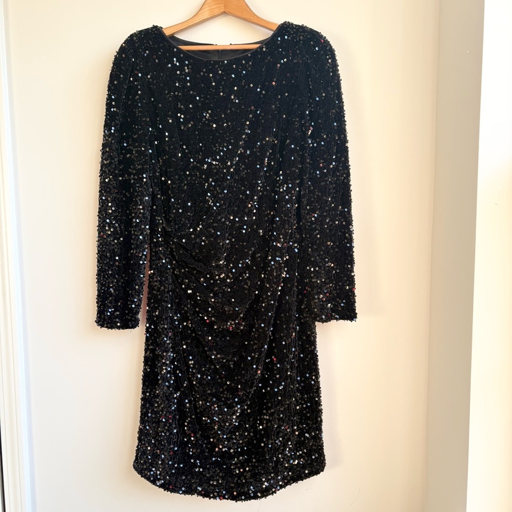 Nanette Leoplad longs sleeve sequin dress size 12